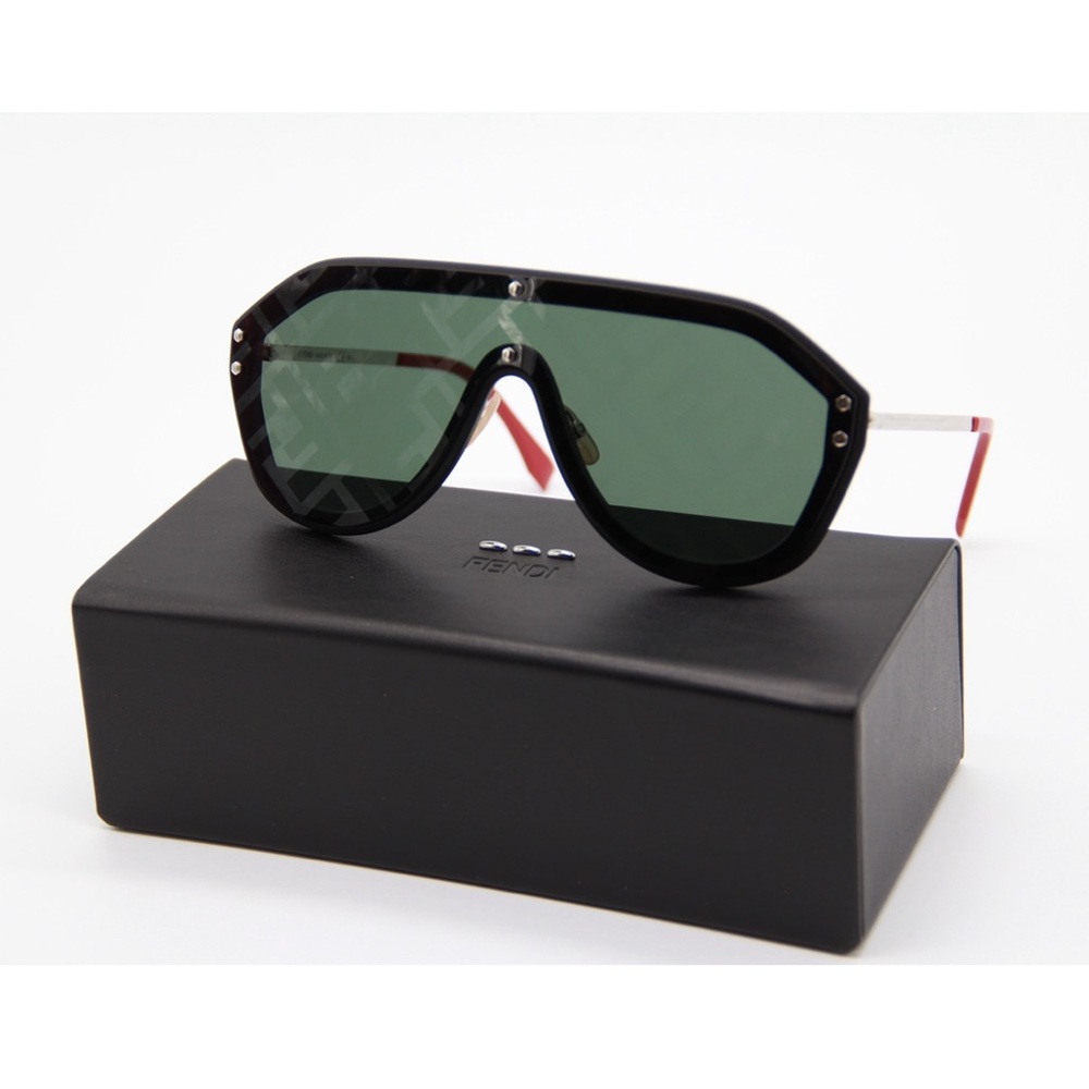 NEW FENDI FF M0039/G/S 807 BLACK SHIELD SUNGLASSES - Picture 2 of 11